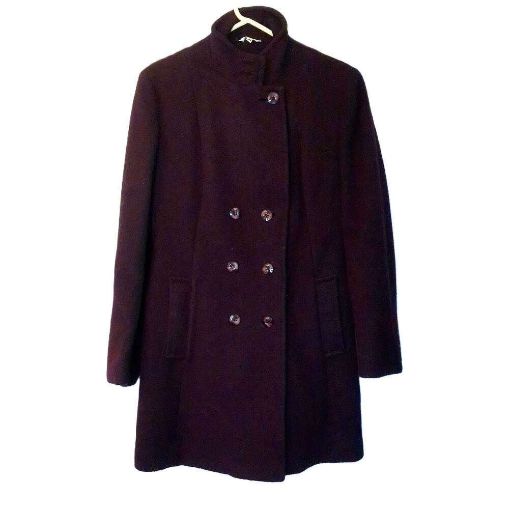 Vtg Dubrite Plum Purple Wool Peacoat Fuzzy Texture Double Breasted Coat 11/12